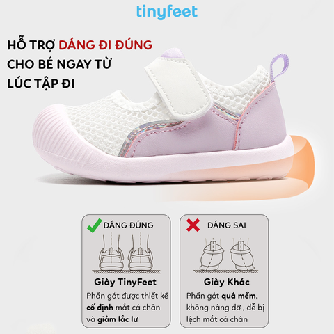 Giày tập đi cho bé TINYFEET WJ03 thiết kế basic, thoáng khí