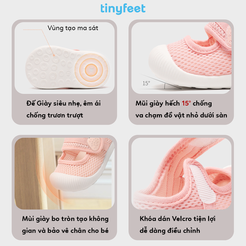 Giày tập đi cho bé TINYFEET WJ07 dễ thương, thoáng khí, mềm mại