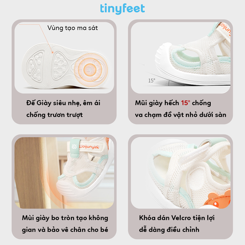 Giày tập đi cho bé TINYFEET WJ05 thiết kế thể thao, thoáng khí