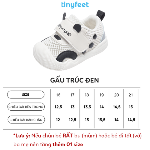 Giày tập đi cho bé TINYFEET WJ32 họa tiết Gấu Trúc, chống bẹt chân