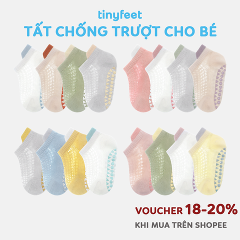 Tất Vớ chống trượt thoáng khí TINYFEET KS04 mềm mại cho bé từ 1-3 tuổi
