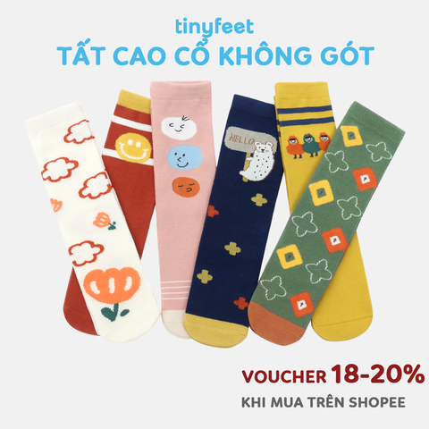 Tất Vớ cao cổ TINYFEET KS05 họa tiết Retro Hàn Quốc xinh xắn