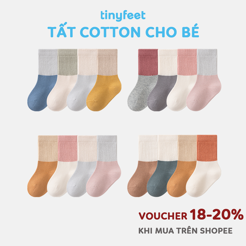 Tất Vớ cho bé 1-3 tuổi TINYFEET KS07 cotton dày dặn, không xù lông