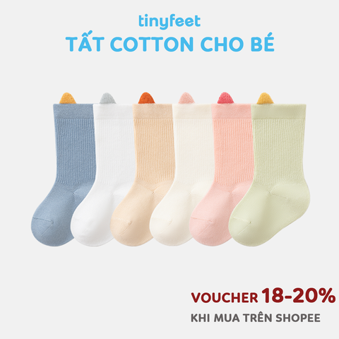 Tất Vớ cho bé 1-3 tuổi TINYFEET KS08 cotton dày dặn, không xù lông