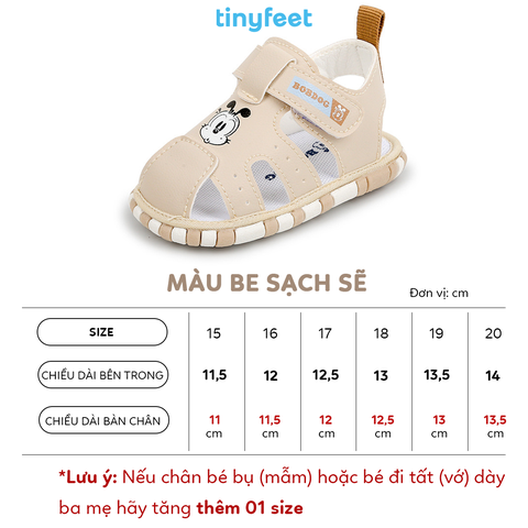 Sandal tập đi cho bé TINYFEET SD06 có tiếng kêu bíp bíp