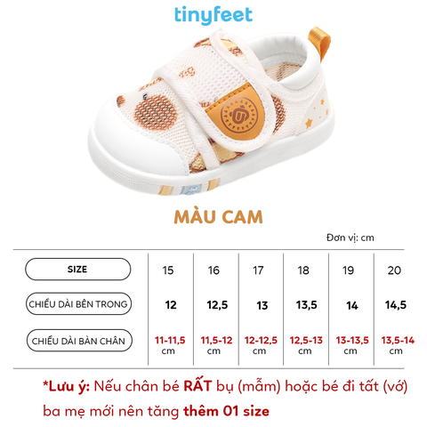 Giày tập đi cho bé TINYFEET WJ15 nhẹ êm, chống bẹt chân