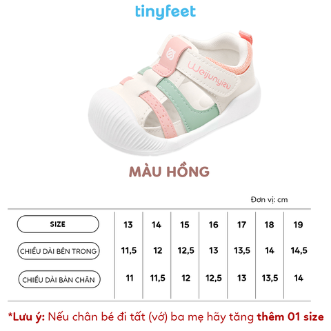 Giày tập đi cho bé TINYFEET WJ17 thể thao, thoáng khí, chống bẹt chân