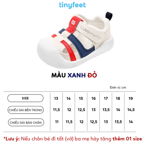Giày tập đi cho bé TINYFEET WJ17 thể thao, thoáng khí, chống bẹt chân