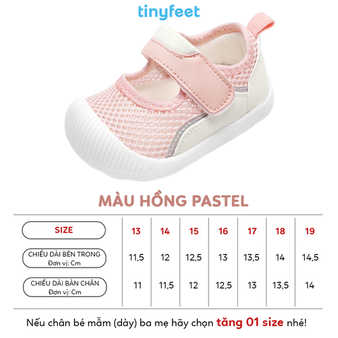 Giày tập đi cho bé TINYFEET WJ03 thiết kế basic, thoáng khí