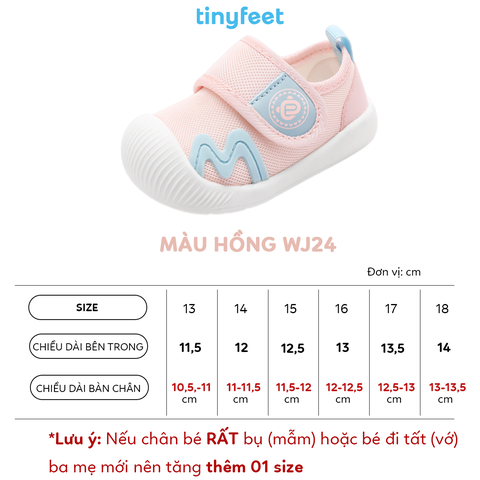 Giày tập đi cho bé TINYFEET WJ24 mùa đông, chống bẹt chân