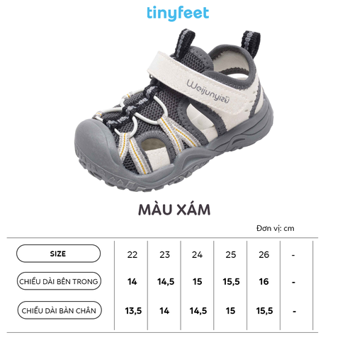 Giày cho bé TINYFEET WJ34 thể thao, thoáng khí, chống bẹt chân