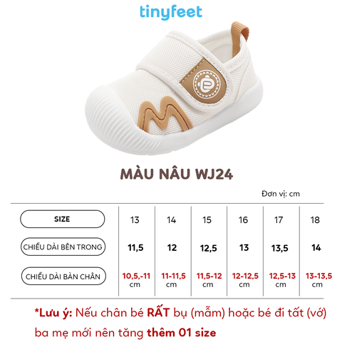 Giày tập đi cho bé TINYFEET WJ24 mùa đông, chống bẹt chân