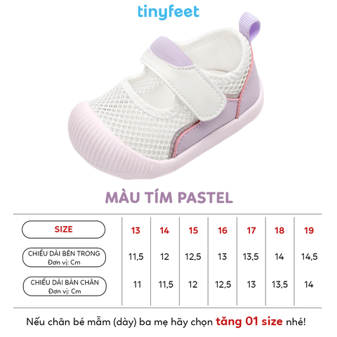 Giày tập đi cho bé TINYFEET WJ03 thiết kế basic, thoáng khí