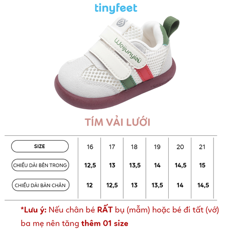 Giày tập đi cho bé TINYFEET WJ31 phong cách Samba, vải lưới thoáng khí