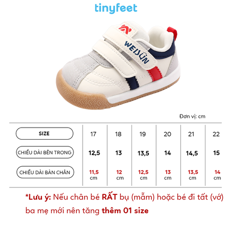 Giày tập đi cho bé TINYFEET WJ21 mùa đông ấm áp, chống bẹt chân
