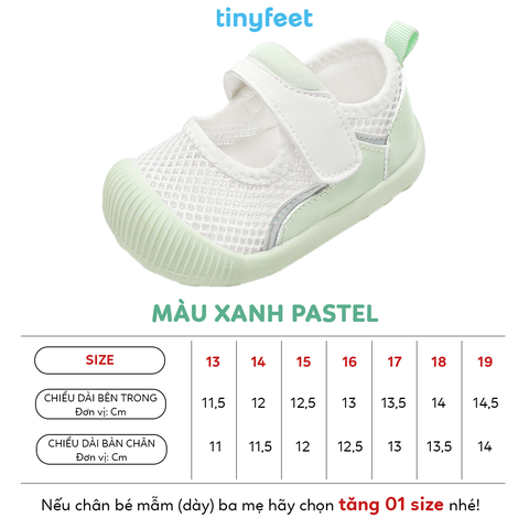 Giày tập đi cho bé TINYFEET WJ03 thiết kế basic, thoáng khí