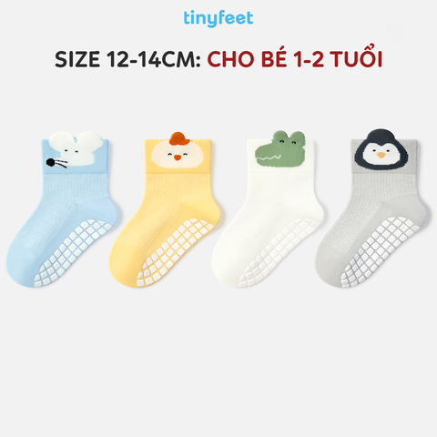 Tất Vớ chống trượt cho bé TINYFEET KS09 kháng khuẩn, họa tiết động vật dễ thương