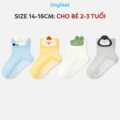 Tất Vớ chống trượt cho bé TINYFEET KS09 kháng khuẩn, họa tiết động vật dễ thương