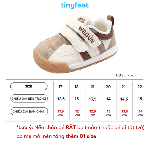 Giày tập đi cho bé TINYFEET WJ21 mùa đông ấm áp, chống bẹt chân