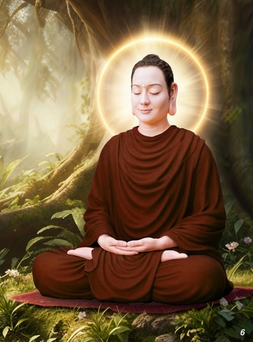 Tranh Đức Phật Thích Ca Mâu Ni (tọa thiền, góc nghiêng)