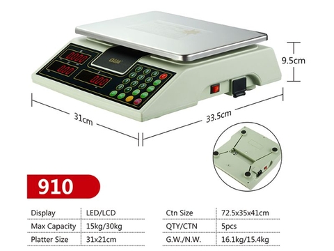 Cân điện tử tính tiền QUA 910- 30kg