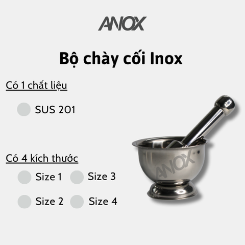 Bộ Chày Cối Inox  | Dụng Cụ Nhà Bếp Cao Cấp | Hàng Việt Nam | Thương hiệu ANOX