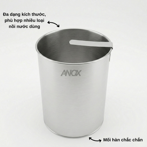 Lòng Trụng Inox 430 ANOX Cho Nồi Hủ Tiếu | Trụng Phở, Bún Chống Rỉ | Đường kính 17.5 cm