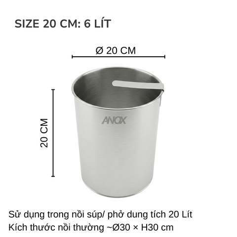 Lòng Trụng Inox 430 ANOX Cho Nồi Hủ Tiếu - Đường kính 20cm