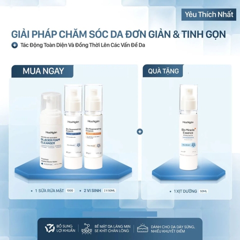 Combo 4 Tái sinh toàn diện, hỗ trợ điều trị nám, mụn | Mỹ Phẩm Vi Sinh Hoa Ngân