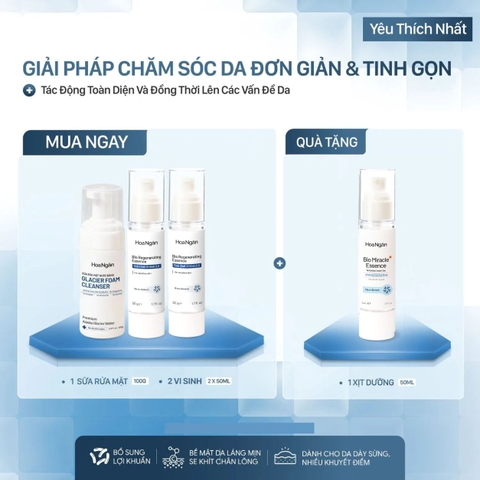 Combo 4 Tái sinh toàn diện, hỗ trợ điều trị nám, mụn | Mỹ Phẩm Vi Sinh Hoa Ngân