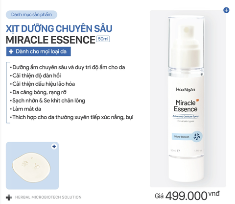 Xịt dưỡng Miracle Essence | Mỹ phẩm vi sinh Hoa Ngân