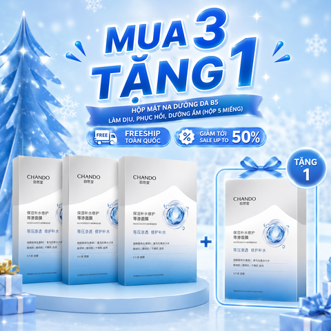 [Mua 3 tặng 1] Mặt nạ hỗ trợ phục hồi chứa Probiotic Chando Himalaya (hộp 5 miếng)
