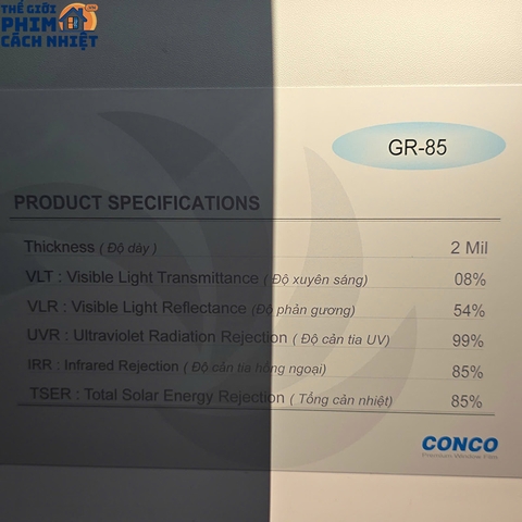 Phim cách nhiệt cửa kính Conco GR-85