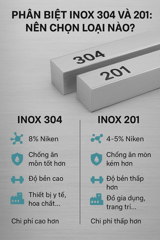PHÂN BIỆT INOX 304 VÀ INOX 201: NÊN CHỌN LOẠI NÀO?