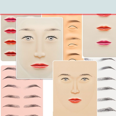 Da Giả Tập Học Phun Xăm Mày Môi Mí Cho Học Viên –Trắng Trơn Không Bột, Điêu Khắc Hồng 3D Mặt Mắt Môi
