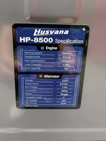 Máy Phát Điện Chạy Dầu 7Kw Husvana HP-8500