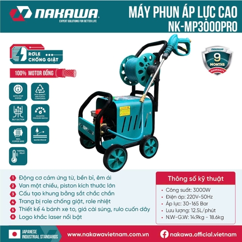 Máy Rửa Xe 3000W Nakawa NK-MP3000PRO