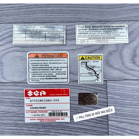 BỘ TEM THÔNG SỐ SATRIA 6 miếng (SPORT-XIPO-RGV-RGX-SATRIA)