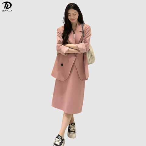 Áo blazer nữ phối chân váy dài dáng hàn quốc Tuvada - SVD133
