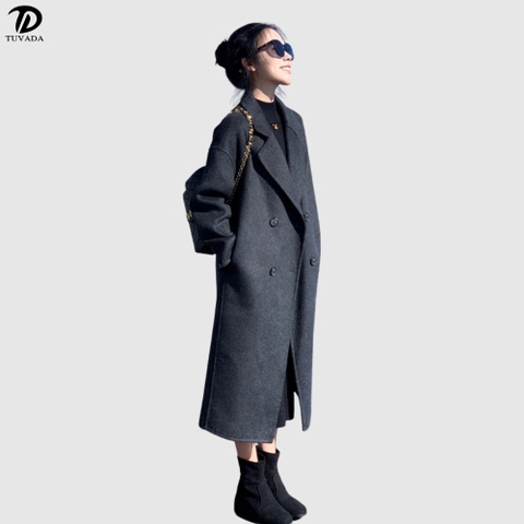 Áo dạ dáng dài nữ hàn quốc lót bông ấm áp Tuvada - ADD69