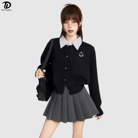 Áo khoác len cardigan cổ sơ mi dầy dặn cao cấp Tuvada - LSM56