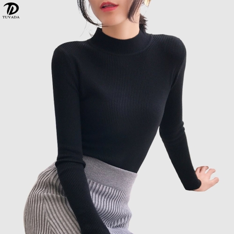 Áo len nữ hàn quốc cổ 3 phân basic Tuvada - LBP90