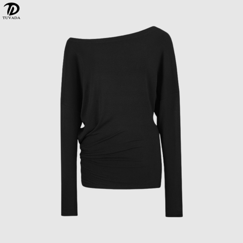 Áo trễ vai sang chảnh tiểu thư dệt kim Tuvada - LLV58