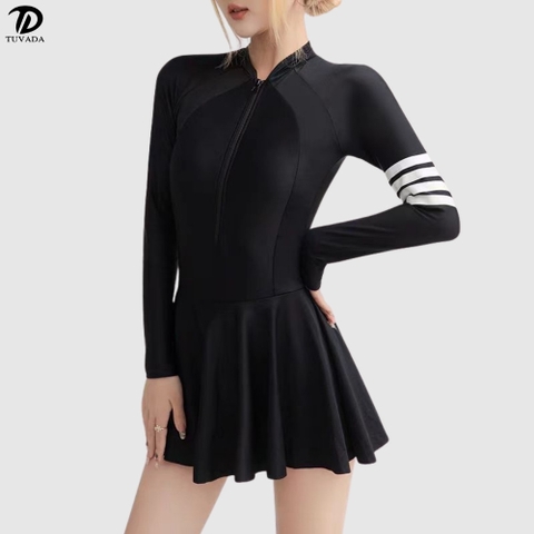 Đồ bơi nữ 1 mảnh dài tay kín đáo có bigsize Tuvada - BBS87
