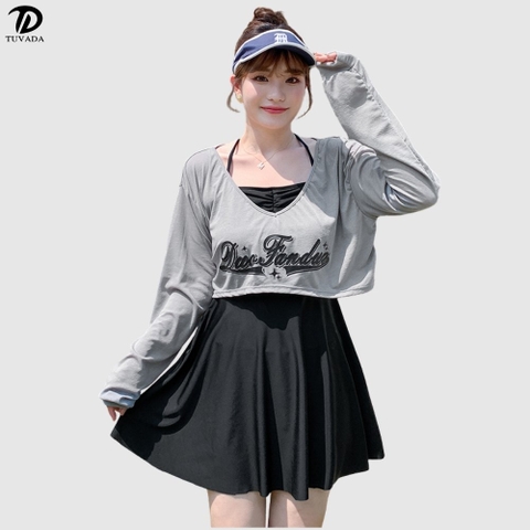 Đồ bơi nữ kèm áo choàng chống nắng bigsize Tuvada - BBS93