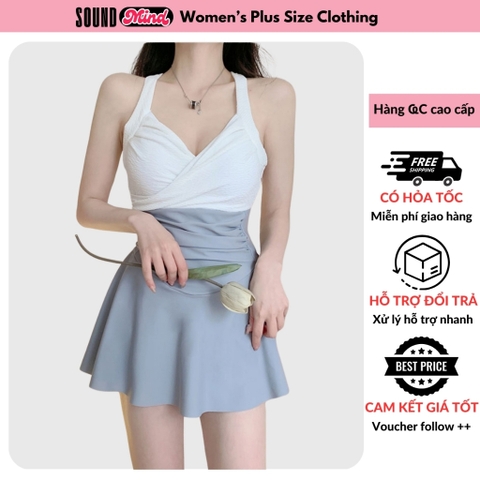 Bikini 1 mảnh phối màu xám ghi  Sound Mind, đồ bơi nữ có đệm mút, đồ đi biển cao cấp - BCL11