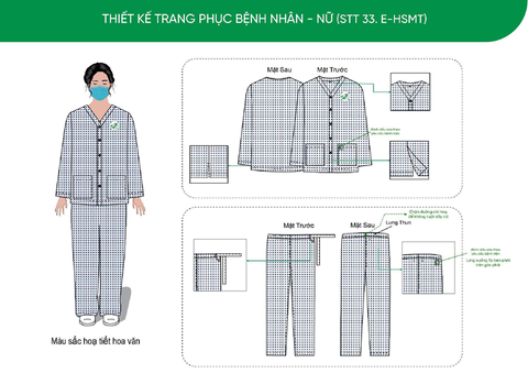 Mẫu bộ quần áo bệnh nhân Nữ