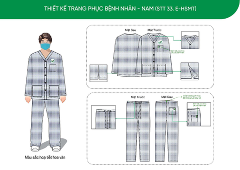 Mẫu bộ quần áo bệnh nhân Nam