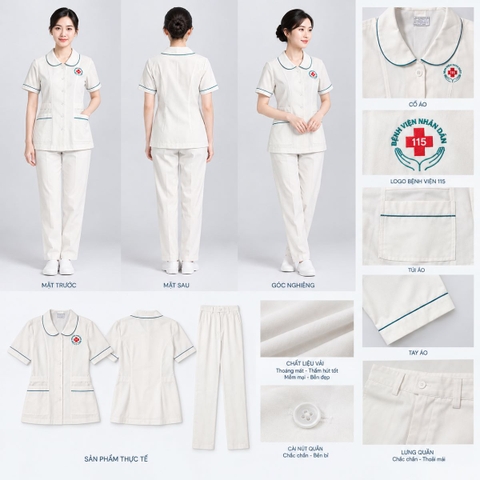 Bộ Đồng Phục Điều Dưỡng, Y Sĩ, Kỹ Thuật Viên, Dược Sĩ Trung Học Nữ - Bệnh Viện Nhân Dân 115
