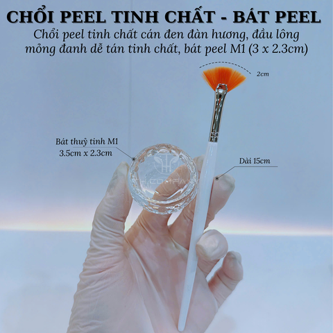 Chổi peel da lông vàng cán gỗ đàn hương cao cấp dùng quét tinh chất peel da
